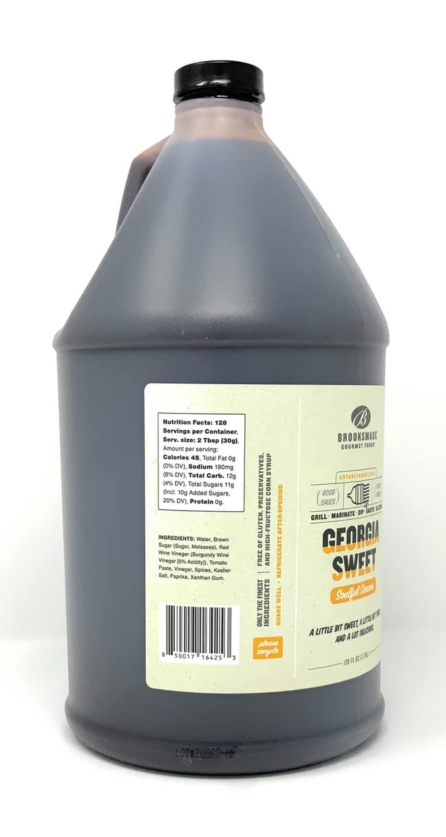 Brooksmade Gourmet Foods Soulful Sauces, Georgia Sweet BBQ Sauce & Marinade, Gluten Free, No High Fructose Corn Syrup, 128 oz