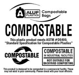 Aluf Plastics Biodegradable Compost Bags - 33 Gallon (50ct) ATSM #D6400 Approved - 100% Biodegradable for Industrial and Commerical Composting