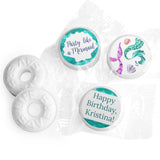 324ct Personalized Mermaid Birthday Stickers for Kisses and Mints Party Favors (324 Count) Mermaid Tail - Party Supplies