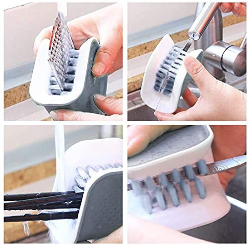 2Pcs Blade Brush Knife and Cutlery Cleaner Green Brush Bristle Scrub for Kitchen Washing Non-Slip by Lucky Shop1234 (Grey, 2pcs)