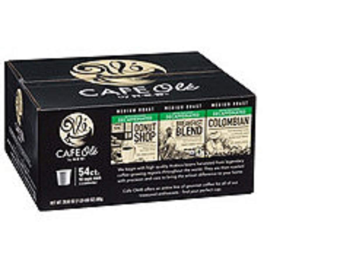 Cafe Ole 54 Count cups Decaf(Donut shop 18,Breakfast Blend 18,Colombian 18)