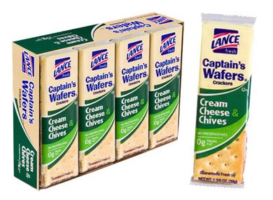 Lance Captain's Wafers Crackers Cream Cheese & Chives -Six Boxes of 8 Individual Packs