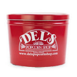 2 Gallon Popcorn Tin Gift - Half Cheese/Half Caramel Gourmet Popcorn Gift Tin - Del's Popcorn Shop