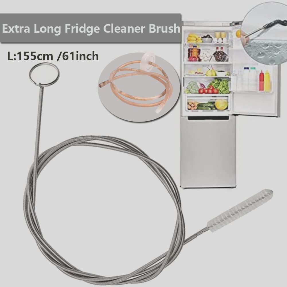 BYTRON Extra Long Pipe Tube Cleaner Fridge Drain Pipe Dredging Tool Flexible Drain Brush Skinny Tube Spiral Cleaning Brush Drinking Straw Cleaner