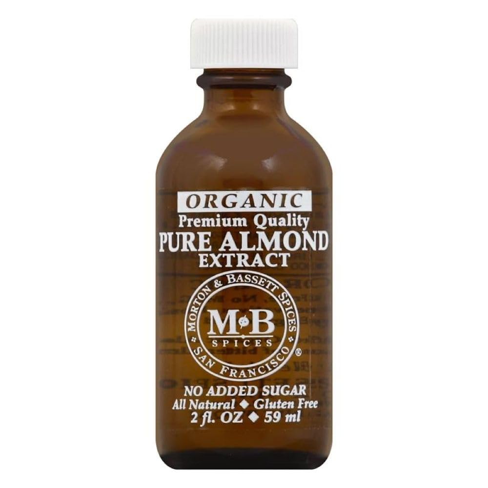 Morton & Bassett Pure Almond Extract | Rich Nutty Flavor for Baking & Desserts | Gluten Free, Salt Free, Non-GMO | 2 fl oz Bottle