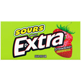 EXTRA SOURS Strawberry Sugar Free Fruit Gum, Sour Candy, 15-Stick Chewing Gum Pack, Purse Essentials, 10 Count
