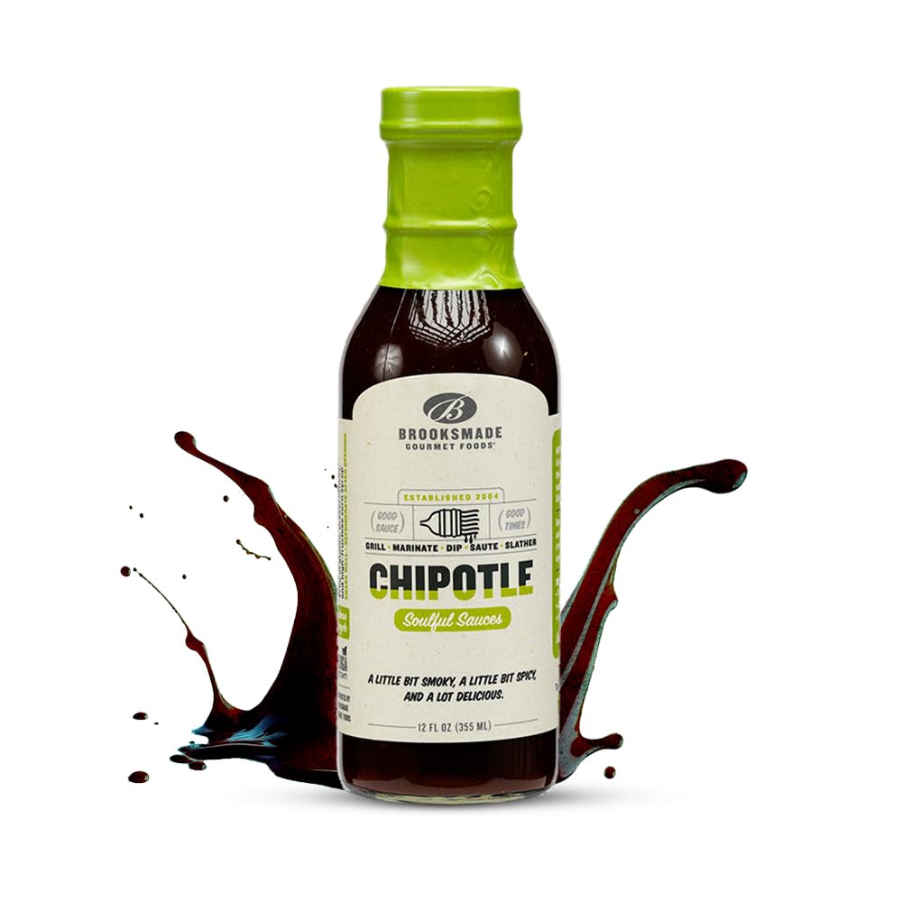 Brooksmade Gourmet Foods Soulful Sauces, Chipotle BBQ Sauce & Marinade, Gluten Free, No High Fructose Corn Syrup, 12 oz