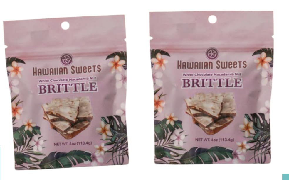 Hawaiian Sweets White Chocolate Macadamia Nut Brittle (Pack of 2)