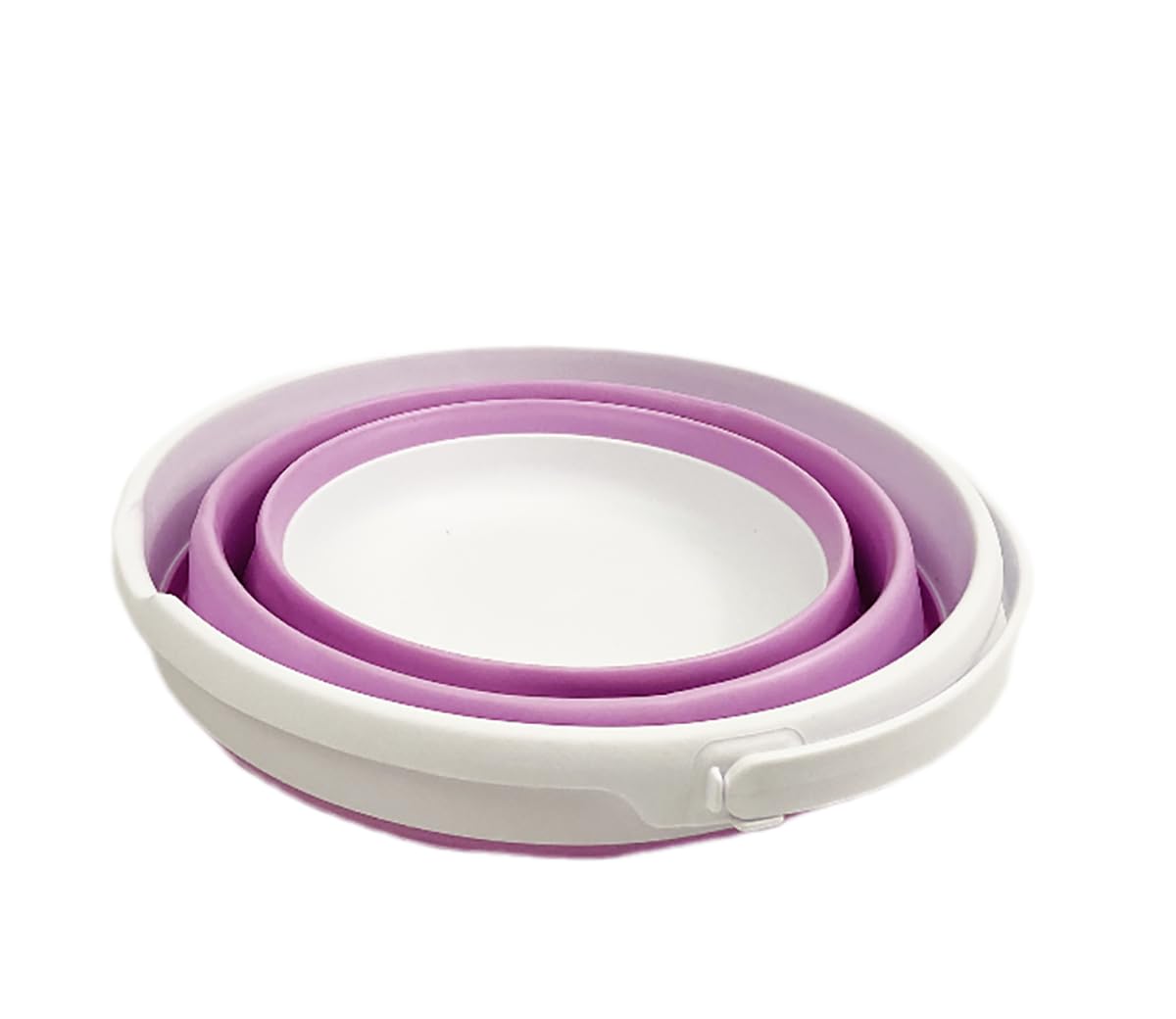 SAMMART Collapsible Plastic Bucket - Foldable Round Tub with Handle - Pop Up Saving (White/Pale Purple, 10L)