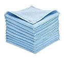 Zflow Microfiber Dish Cleaning Cloth in Blue - Dish Rags Kitchen Cleaning Cloths with Poly Scour Mesh Scrubbing Side - 10 Pack 12"x12"…