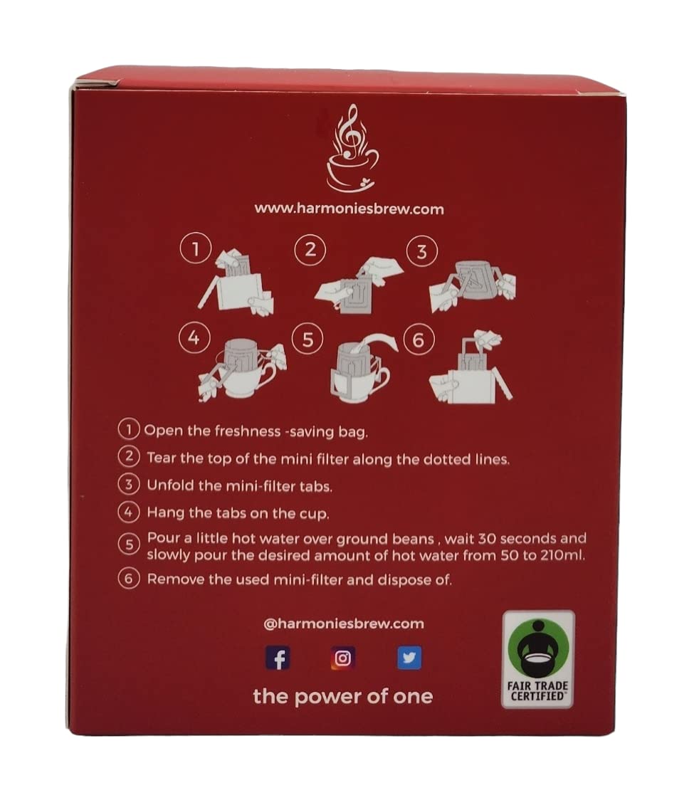 Thundering Viola Box of Brew - 10 Pack Single Serve Pour Over Coffee, Certified Fairtrade, Organic Dark Roast