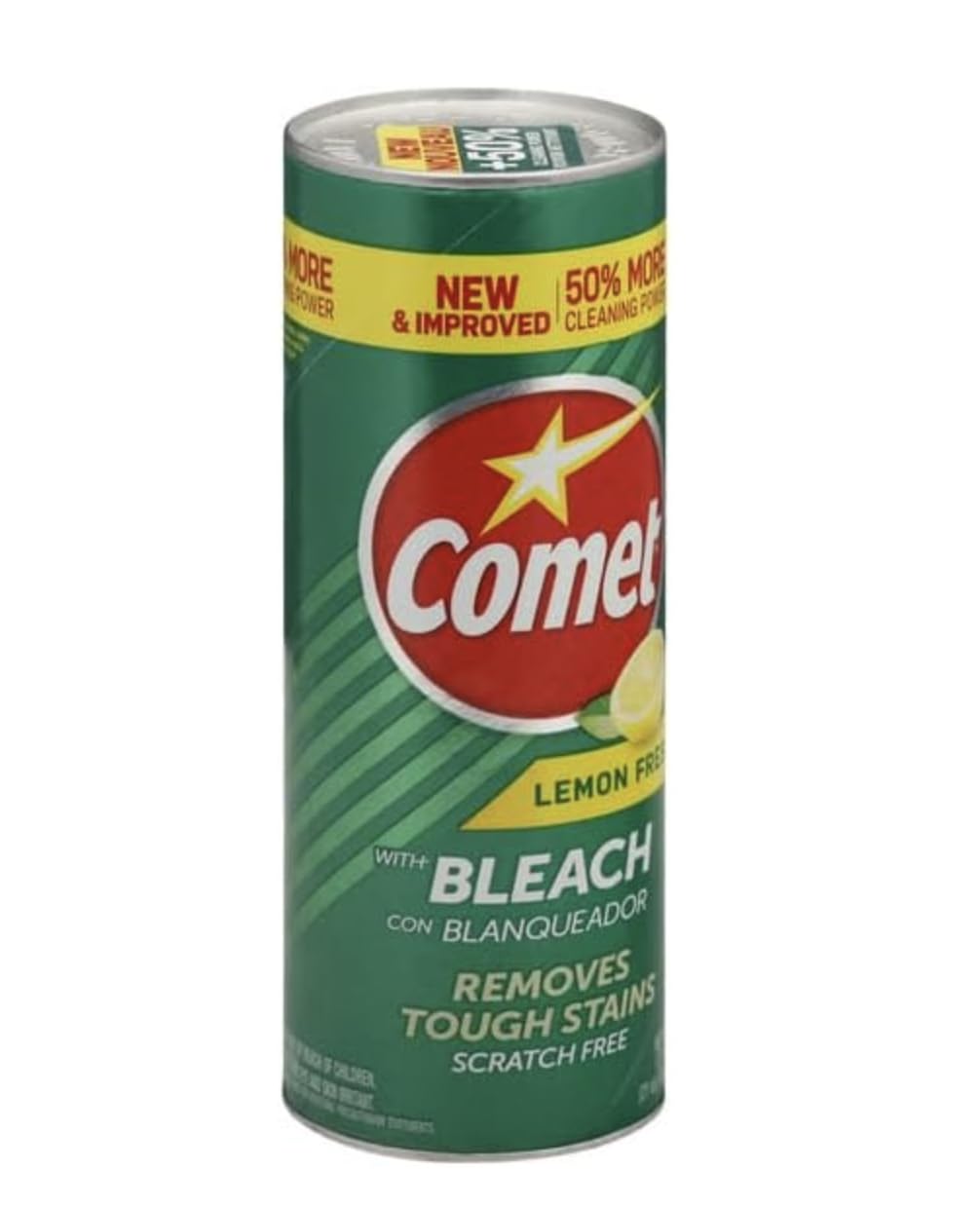 Comet Cleaner Lemon Fresh with Bleach Powder 21 oz, 4-Pack - Scratch-Free Multi-Surface Cleaner for Bathroom, Sink, Kitchen, Tile, Grout + Yahmi