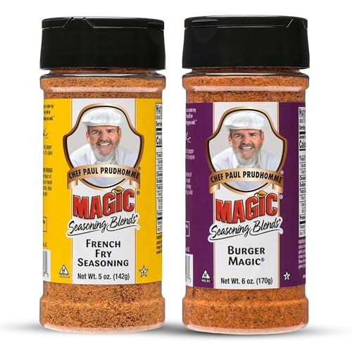 Chef Paul Magic Seasonings Blends French Fry (5 oz), and Burger (6 oz), Variety Pack - Smoky All-Purpose Blend for Patties, Potato Fries & BBQ Sides
