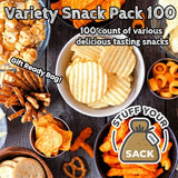 Ultimate Snack Variety Box - 100 Count Assortment of Crackers, Cookies, Candy & Chips - Individually Wrapped Snack Pack for Office, School & Parties