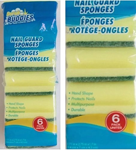 12 Durable Nail Guard Sponge Scrubbers Great for Dishes, Sinks, & Counter Tops Sponge (2)