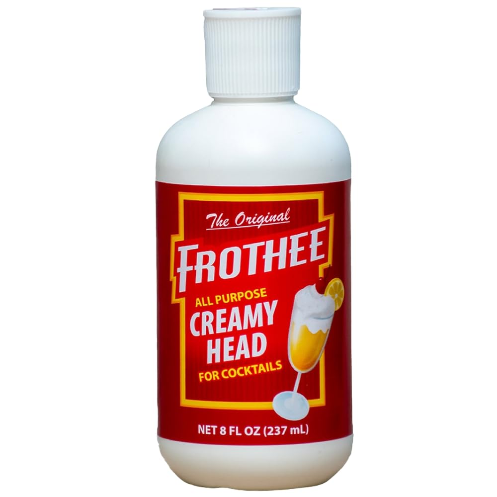 FROTHEE All Purpose Cocktail Foamer 8oz - Egg Substitute, Vegan, Gluten & Alcohol Free Foam - For Cocktails, Mocktails, & Shaken Drinks, 1 Pack