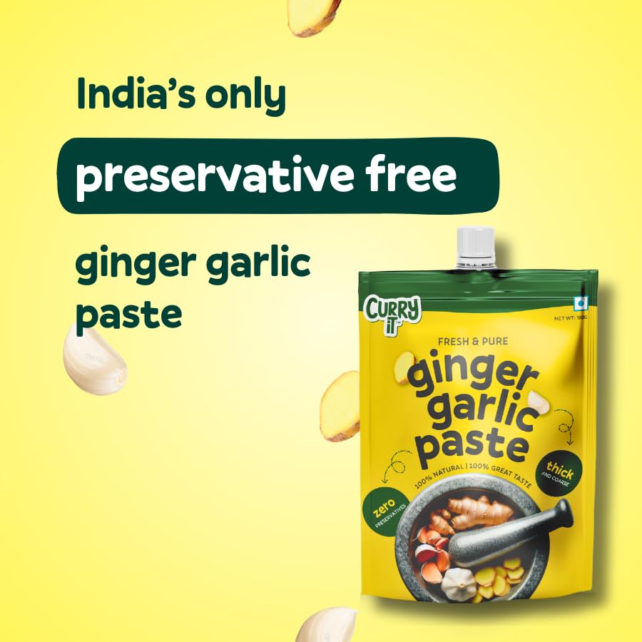 CURRYiT Ginger Garlic Paste, 450g (15.8 Ounce, Pack of 3) No Preservatives | Homemade Taste & Quality | Fresh & Pure Ingredients | Thick & Coarse