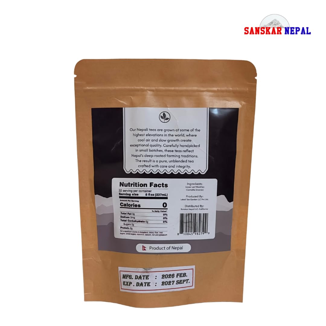 Sanskar Nepal - Black Tea, Single-Origin Black Tea from Nepal, High-Altitude-Grown Loose Leaf Tea, 50 g/1.7 oz Bag Yields 25 Cups