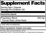 Anise and Fennel Combination - 450 mg (100 Capsules, ZIN: 513065) - 3 Pack