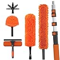 LAANPOLE 26FT High Reach Duster Cleaning Kit with Extension Pole, High Ceiling Fan Cleaner Duster Tool for Fan Blades, Window Washing Kit
