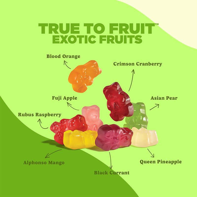 Albanese World's Best True to Fruit Exotic Fruits | 25oz Bag of Candy | 8 Natural Flavors and Colors, Soft Gummy Bears | Fuji Apple and More | Tastes