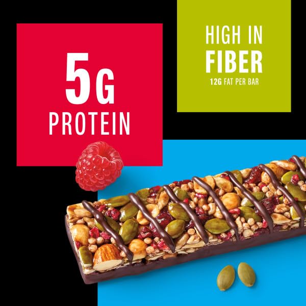 KIND Healthy Snacks Bars, Dark Chocolate Raspberry Pumpkin Seed, Gluten Free, High Fiber Snacks, 5g Protein, 6 Count