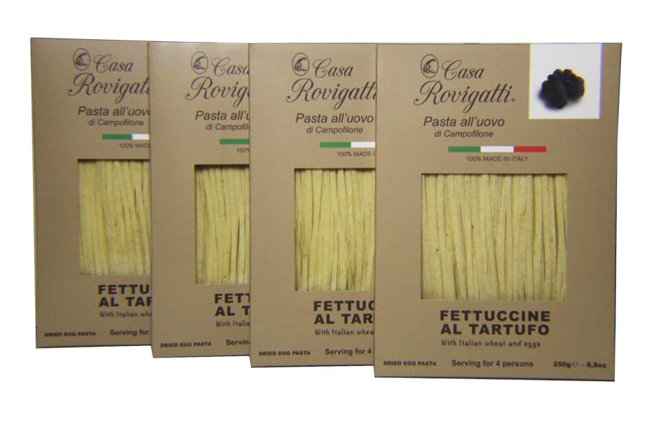 Fettuccine with Truffle (Pack of 4) - Italian Truffle Pasta From the Region of Di Campofilone- Imported Italian Gourmet Egg Pasta- 8.8 ounces / 250