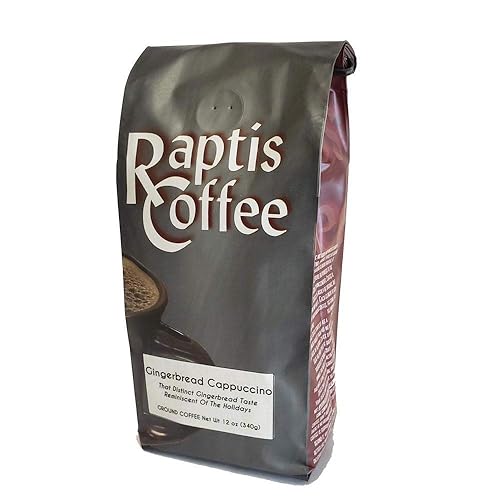 Raptis Coffee Roasters Gingerbread Cappuccino Ground Coffee 12oz bag