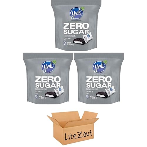 YORK Zero Sugar Chocolate Peppermint Patties Candy, Individually Wrapped, Aspartame Free, 5.1 oz BIGGER BAGS (Pack of 3), by Litezout
