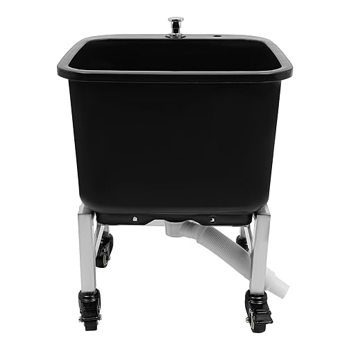 Freestanding Floor Mop Sink with Wheels, Commercial Plastic Mop Basin for Restaurant, RV, Garage, Balcony, Bathroom