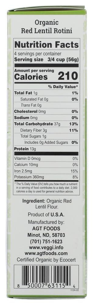 Veggipasta, Organic Pasta Rotini Lentil Red Gluten Free, 8 Ounce