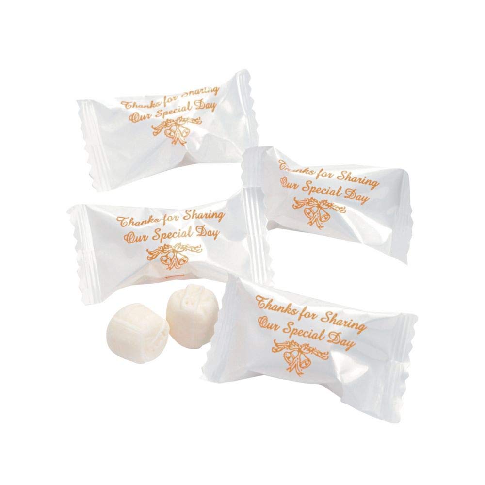 Fun Express Wedding Favors for Guests Bulk 100 - Thank You Buttermints Individually Wrapped Gold & White | Premium Butter Mints for Bridal Shower