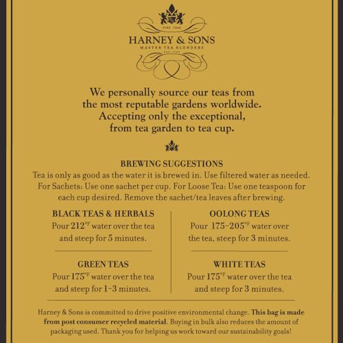 Harney & Sons Darjeeling Loose Leaf Black Tea - Light Bodied Floral Afternoon Tea, Caffeinated, 16 oz Bag