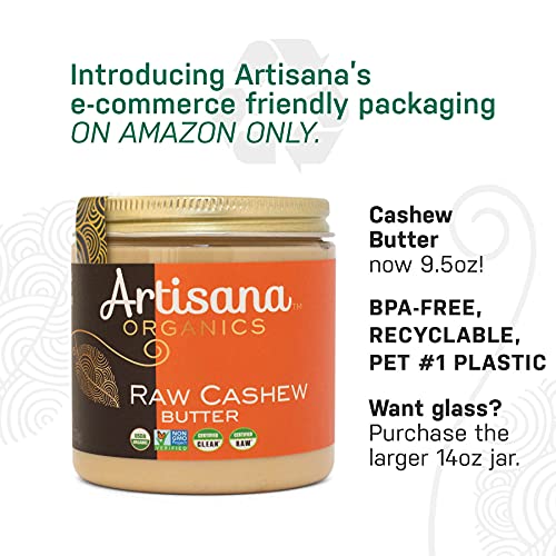 Artisana Organics Raw Cashew Butter - No Sugar Added, Vegan and Paleo Friendly, Non GMO, 9.5oz Jar