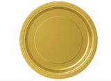 Unique Gold Round Paper Dessert Plates - 7" (8 Ct) - Eco-Friendly & Disposable Tableware - Perfect for Celebrations, Weddings & Gatherings