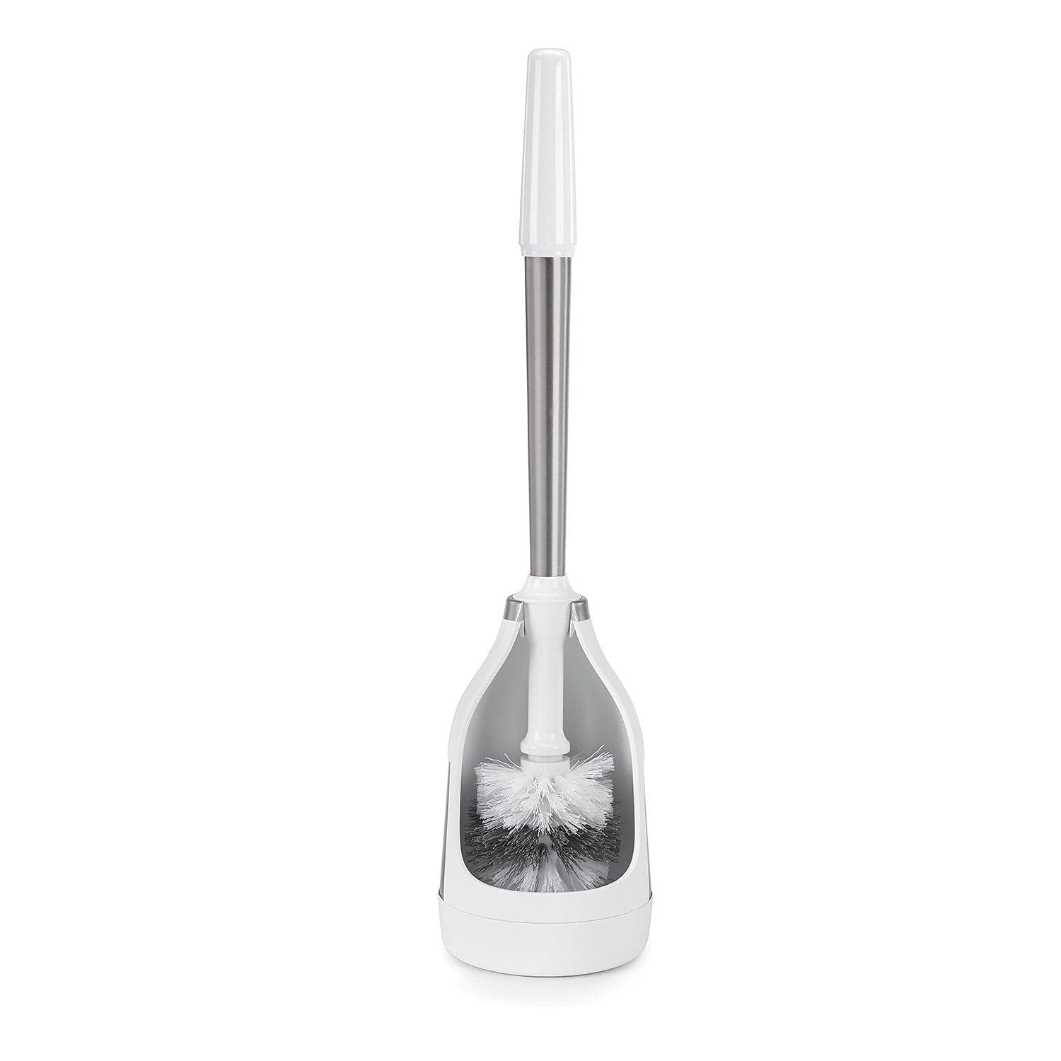 Polder Stainless Steel Toilet Brush Caddy Black 2 Pack + 2 Replacement Brush Heads