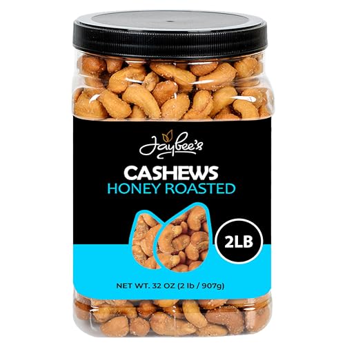 Honey Roasted Cashews - 32 oz Reusable Container | Gourmet Nuts Coated with Sweet & Natural Honey | Roasted to Perfection | Healthy Everyday Snack |
