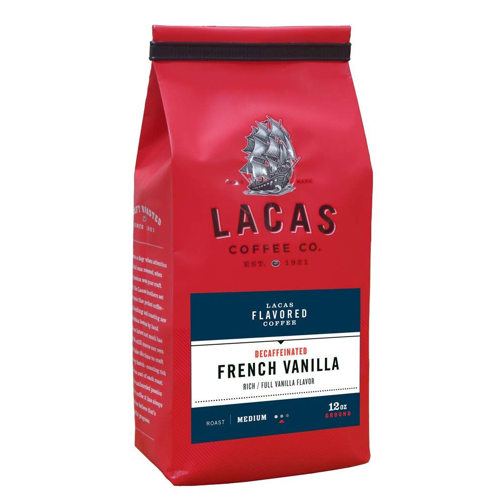 Lacas Coffee Company Flavored Coffee French Vanilla Decaffeinated Ground 12oz