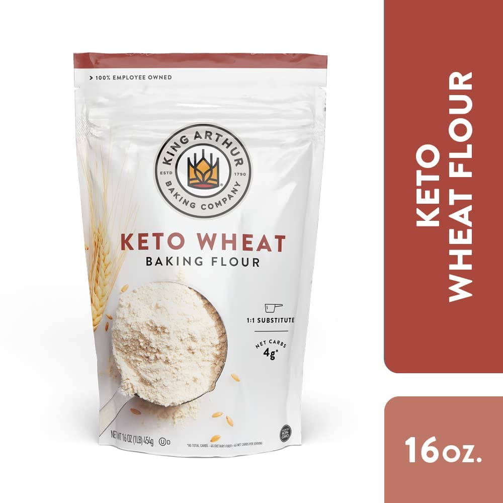 King Arthur Keto Wheat Baking Flour: 1:1 All-Purpose Flour Substitute, 1 lb (Pack of 1) - Low-Carb Baking Solution for Bread & More, Non-GMO