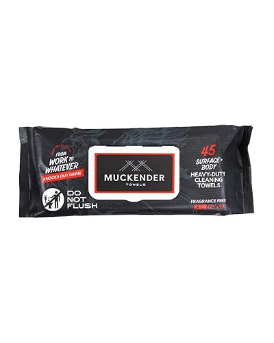 Muckender Heavy Duty Cleaning Wipes - Paint Prep & Degreasing - Flat Pack Travel Size Hand & Tool Cleaning Towels - Eco-Friendly, Unscented - (45 ct