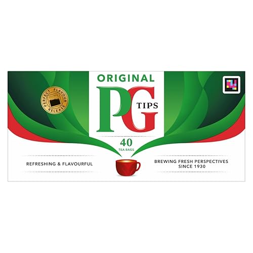 PG Tips Premium Black Tea Bags Non-Pyramid, 40 Count (Pack of 1)
