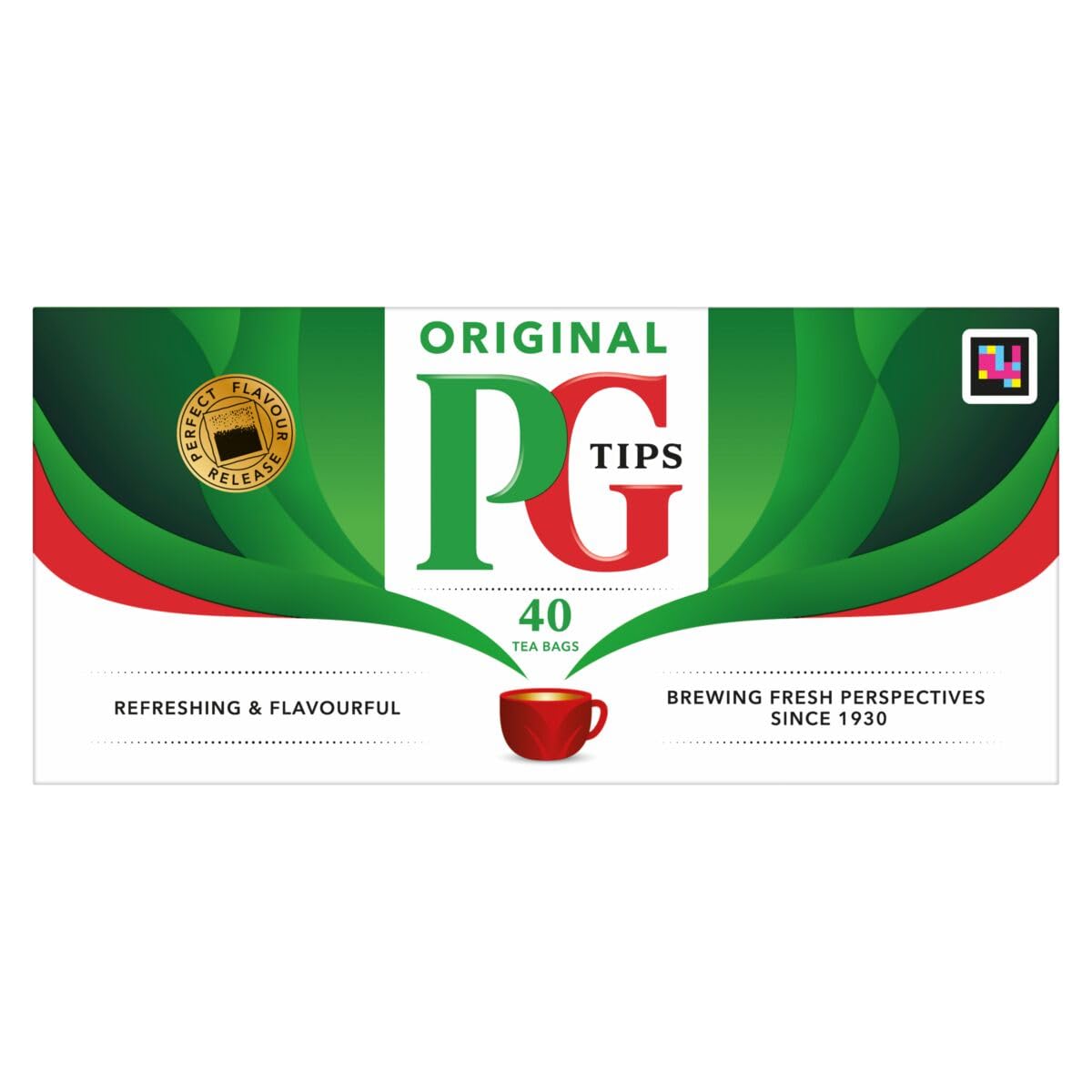PG Tips Premium Black Tea Bags Non-Pyramid, 40 Count (Pack of 1)
