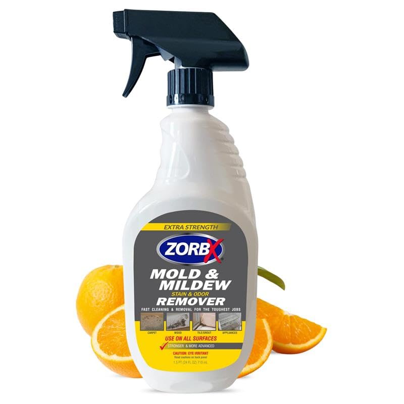 ZORBX Extra Strength Remover & Cleaner Spray 24 FL Oz - Scrub Free Formula - Bleach Free Stain & Smell Eliminator for Shower, Bathroom, Ceiling