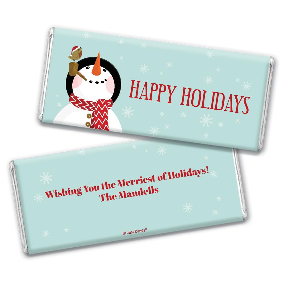 Christmas Candy Personalized Holiday Snowman Chocolate Bars (36 Count)
