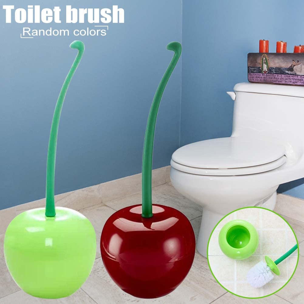 Hoghaki Cherry Toilet Brush with Holder - Cute Standing Toilet Cleaner for Bathroom (Random Color)