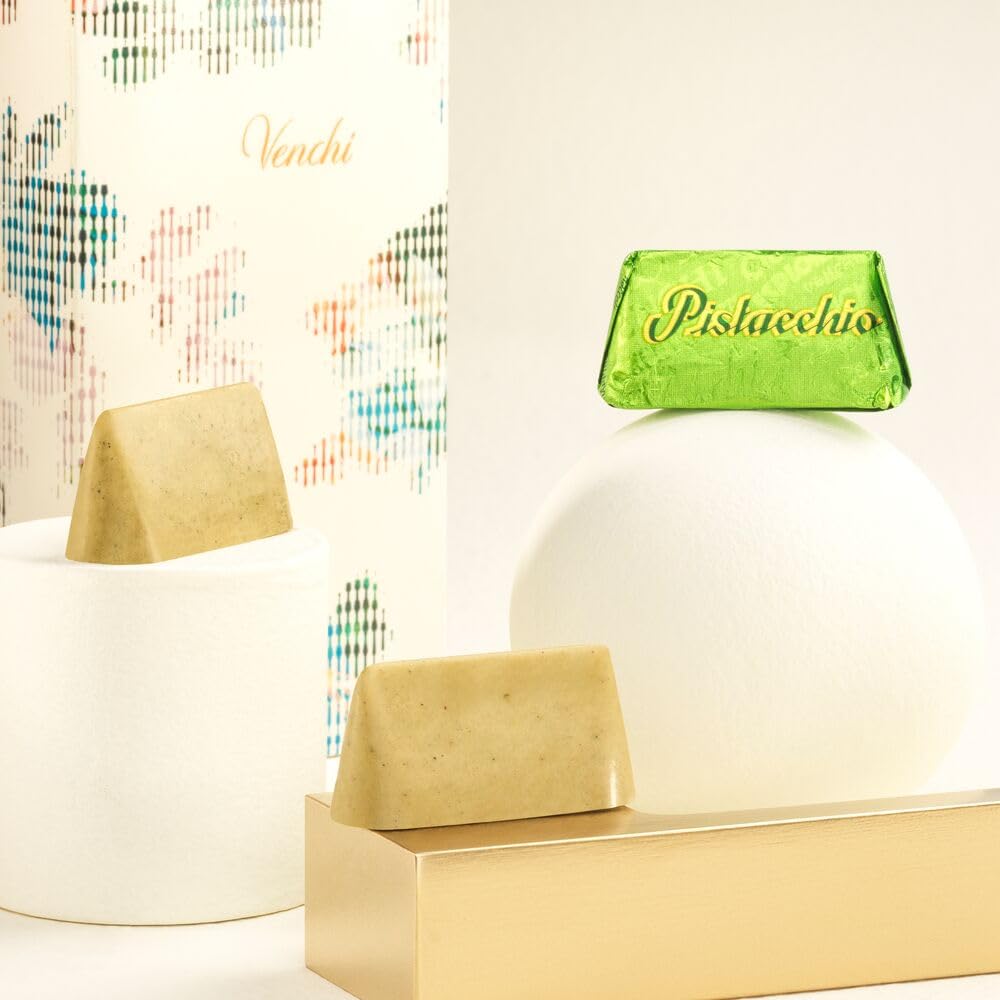 Venchi Gianduiotto Pistachio White Chocolate 29 Piece Elegant Gift Box - Creamy and Rich Pistachio Paste Filling & Slightly Salted White Chocolate -
