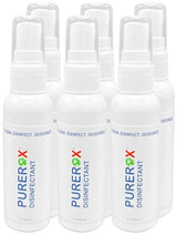 PUREROX disinfectant (2oz, 6pk) TSA Approved travel size. Eliminate 99.9999% viruses Norovirus, MRSA, Fungus, Bacteria. Hospital Grade. Safe for Use