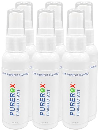 PUREROX disinfectant (2oz, 6pk) TSA Approved travel size. Eliminate 99.9999% viruses Norovirus, MRSA, Fungus, Bacteria. Hospital Grade. Safe for Use
