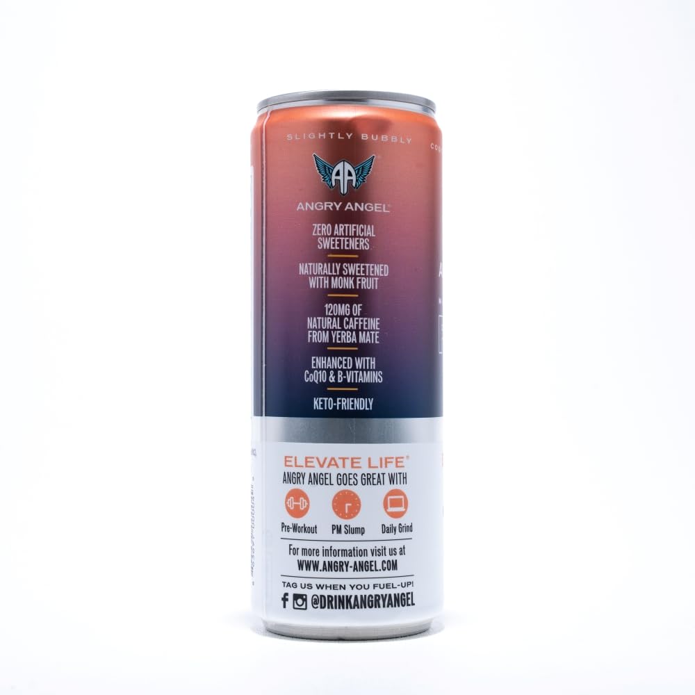 Angry Angel, Peach Ginger Energy Drink, 12 Fl Oz