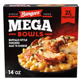 Banquet Mega Bowls Buffalo-Style Chicken Mac 'N Cheese, Convenient Microwave Meal for One, Frozen Meal, 14 OZ